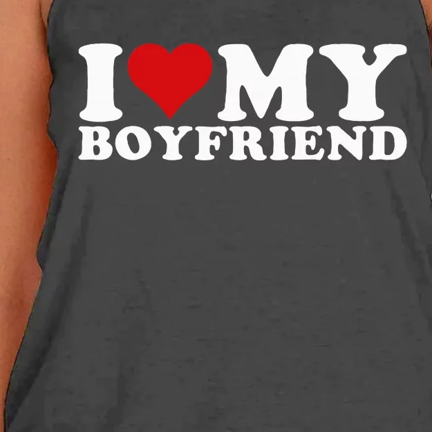 I Love My Boyfriend Bf I Heart My Boyfriend BF Women's Knotted Racerback Tank