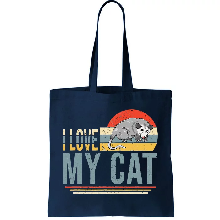 I Love My Cat Funny Opossum Lover Opossum Mom Vintage Tote Bag