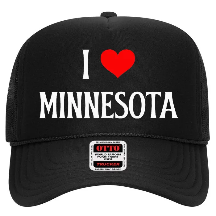 I Love Minnesota Holiday Travel Souvenir High Crown Mesh Trucker Hat