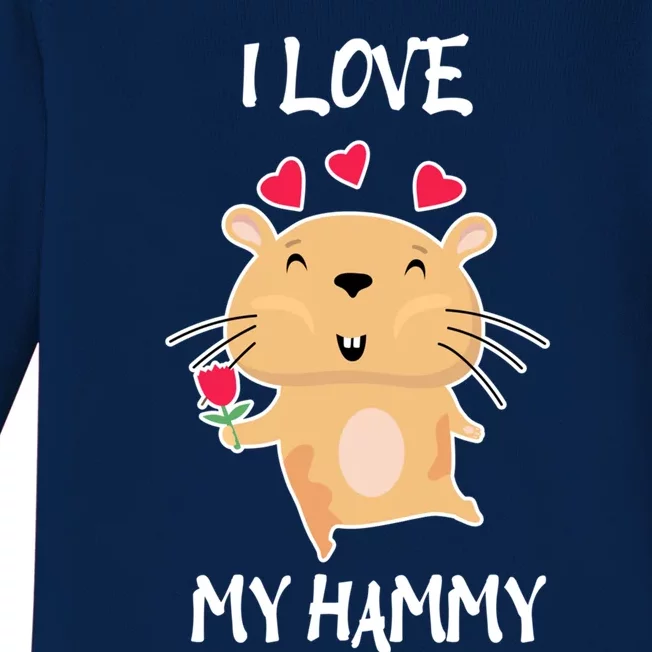 I Love My Hammy Heart Cage Rodent Hamster Small Pet Hamster Gift Baby Long Sleeve Bodysuit