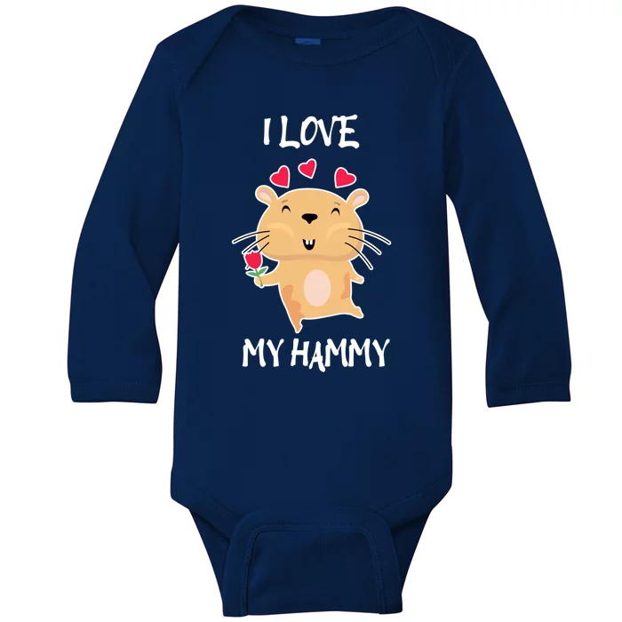 I Love My Hammy Heart Cage Rodent Hamster Small Pet Hamster Gift Baby Long Sleeve Bodysuit