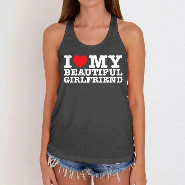 I Love My Beautiful Girlfriend Gf Women's Knotted Racerback Tank