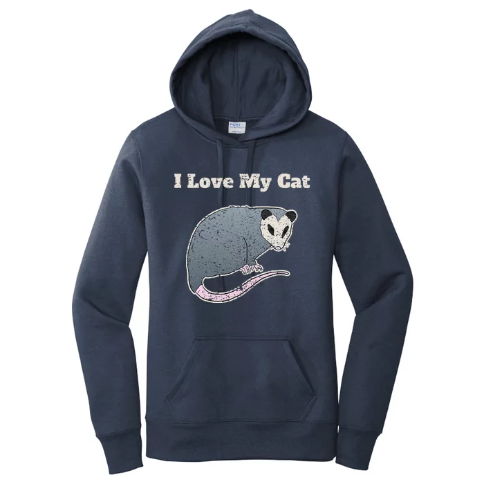 I Love My Cat Funny Opossum Vintage Women's Pullover Hoodie