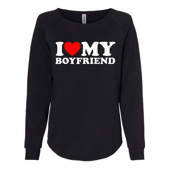 I Love My Boyfriend Classic Fit Black Crew Womens California Wash Sweatshirt