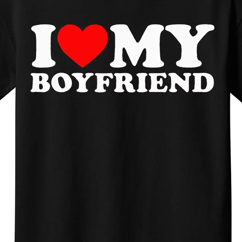 I Love My Boyfriend Classic Fit Black Crew Kids T-Shirt