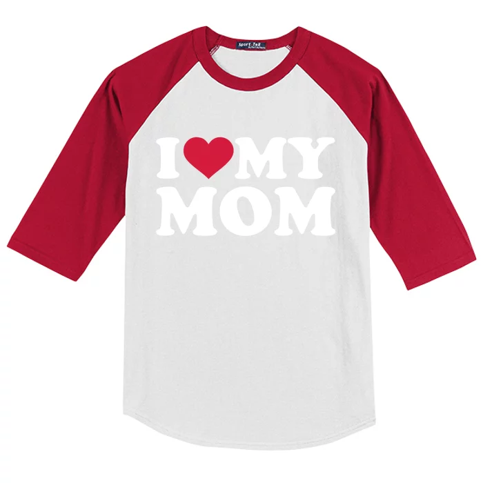 I Love My Mom Gift Kids Colorblock Raglan Jersey