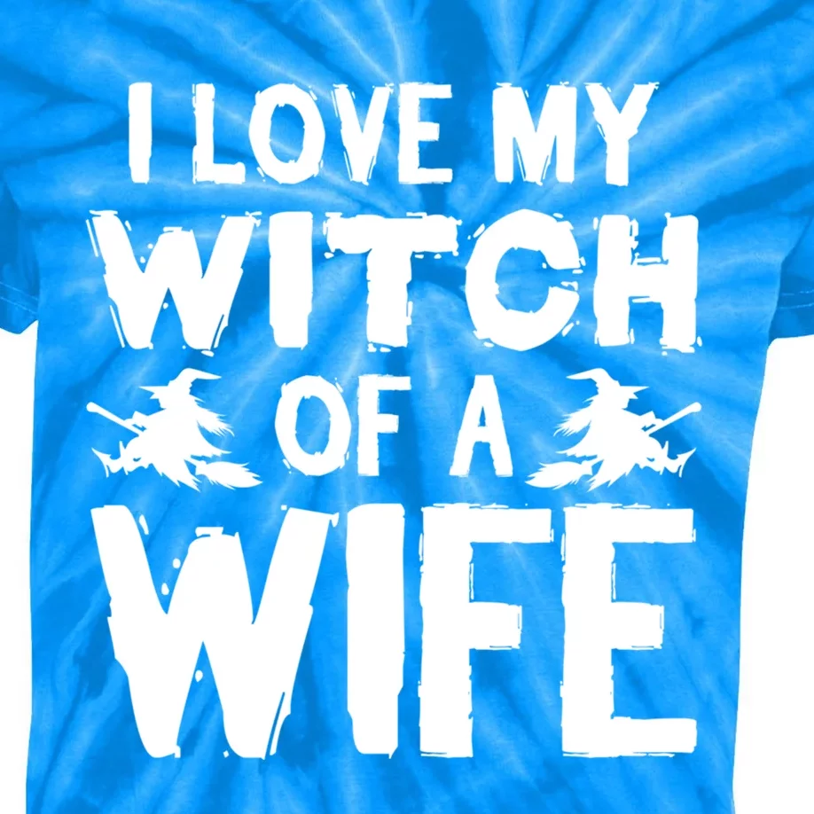 I Love My Witch Of A Wife Couples Costumes Halloween Cool Gift Kids Tie-Dye T-Shirt