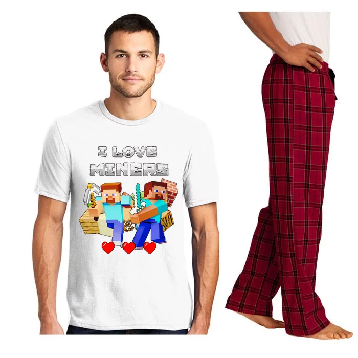 I Love Miner Funny I Love Mincraft Gamer Funny Game Lover Matching Group Funny Pajama Set