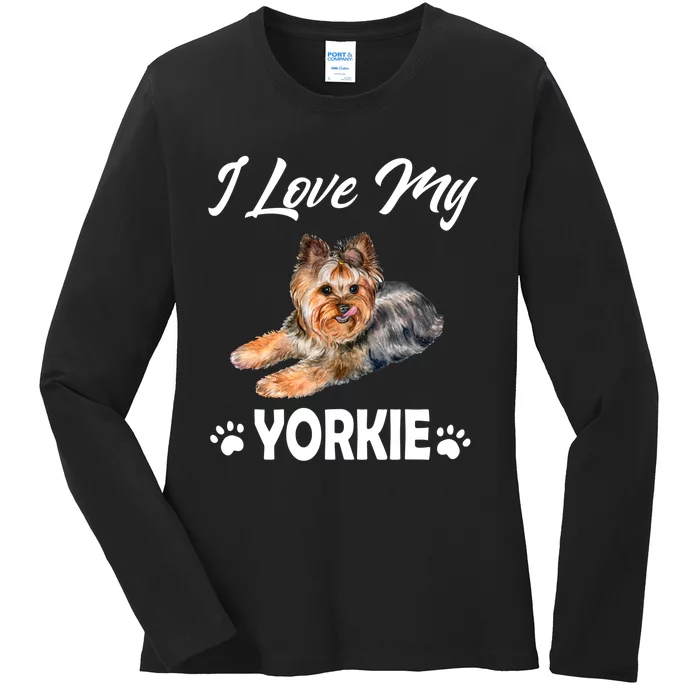 I Love My Yorkie For Yorkie Lovers Cute Dog Gift Ladies Long Sleeve Shirt