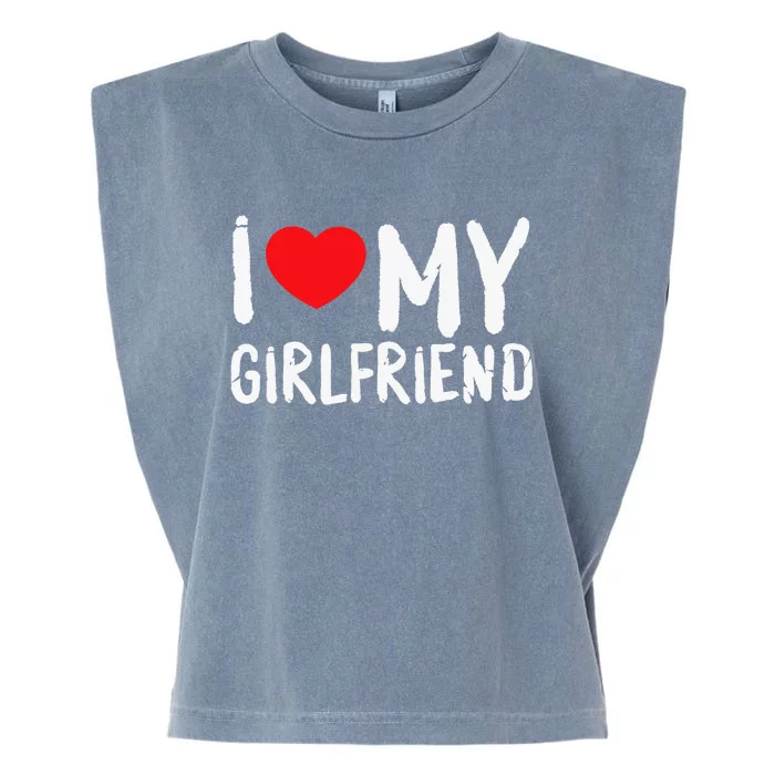 I Love My Girlfriend GF, Red Heart Love Funny Valentine Garment-Dyed Women's Muscle Tee