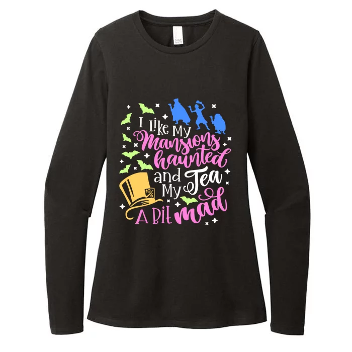 I Like My Mansions Haunted And My Tea A Bit Mad Halloween Womens CVC Long Sleeve Shirt