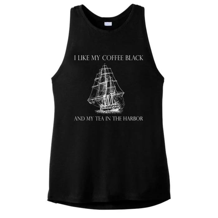 I Like My Coffee Black And My Tea In The Harbor Ladies Tri-Blend Wicking Tank