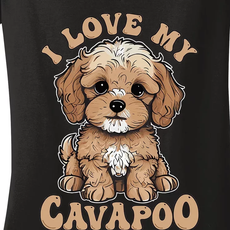 I Love My Cavapoo Dog Lover Cavoodle Owner Women's V-Neck T-Shirt