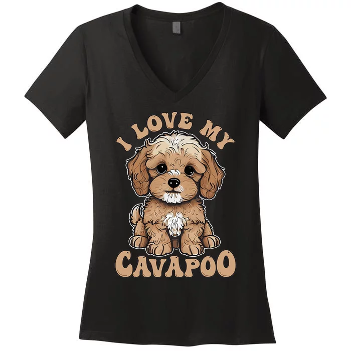 I Love My Cavapoo Dog Lover Cavoodle Owner Women's V-Neck T-Shirt