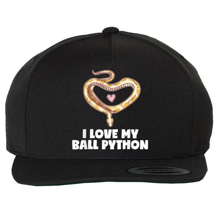 I Love My Ball Python Heart Pet Snake Animal Reptile Wool Snapback Cap