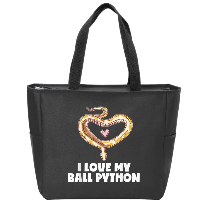 I Love My Ball Python Heart Pet Snake Animal Reptile Zip Tote Bag