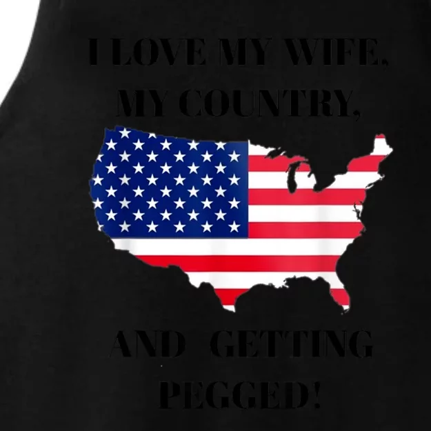 I LOVE MY WIFE MY COUNTRY AND GETTING PEGGED! Ladies Tri-Blend Wicking Tank