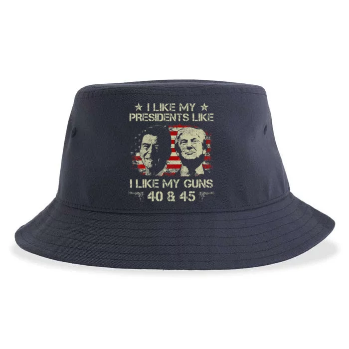 I Like My Presidents Like I Like My Guns 40 45 Funny Sustainable Bucket Hat