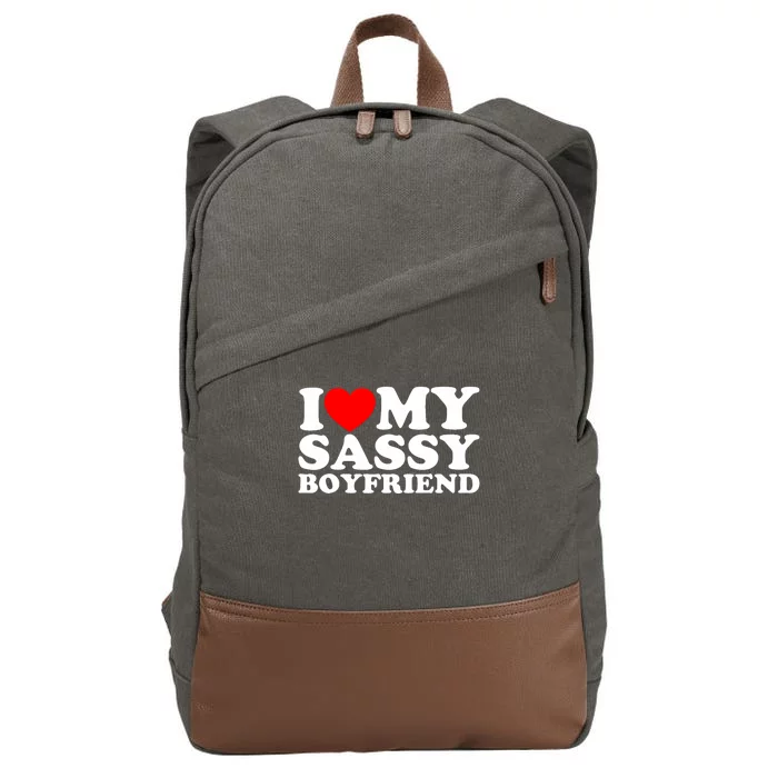 I Love My Sassy Boyfriend Bf Cotton Canvas Backpack