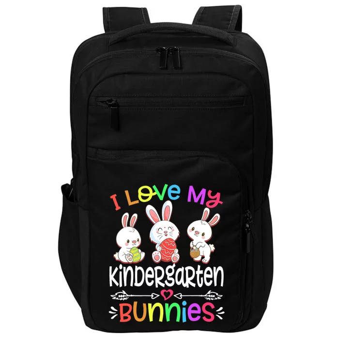 I Love My Kindergarten Bunnies teacher Easter Day Bunny Egg Impact Tech Backpack