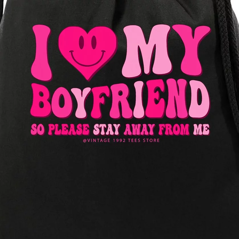 I Love My Boyfriend Valentines Day I Heart My Boyfriend Bf Drawstring Bag