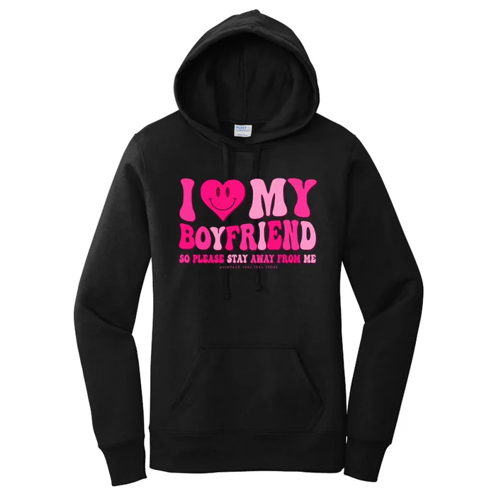 I Love My Boyfriend Valentines Day I Heart My Boyfriend Bf Women's Pullover Hoodie