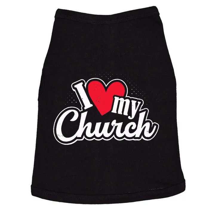 I Love My Church Heart Church Outing Retreat Doggie Tank