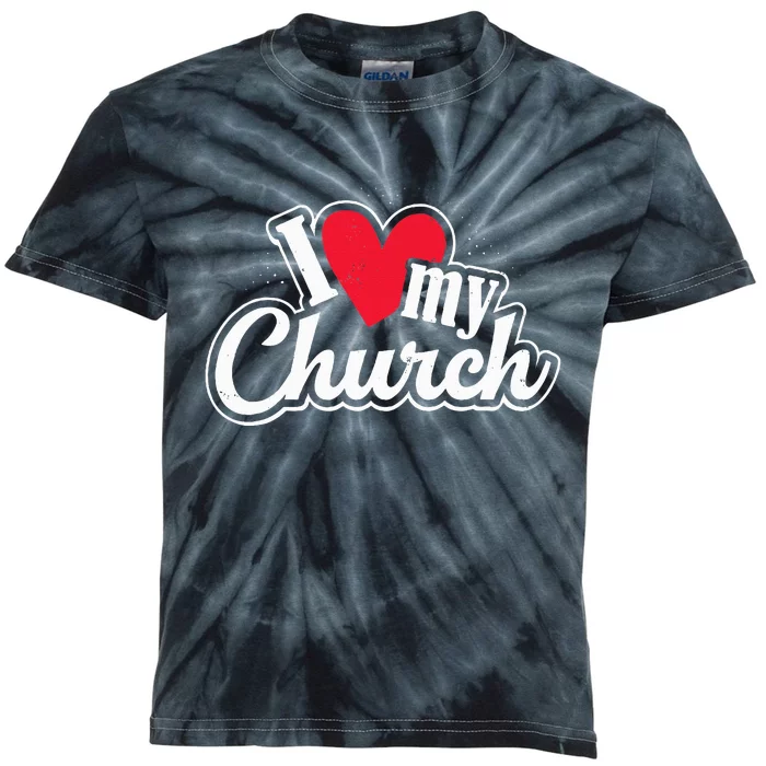 I Love My Church Heart Church Outing Retreat Kids Tie-Dye T-Shirt