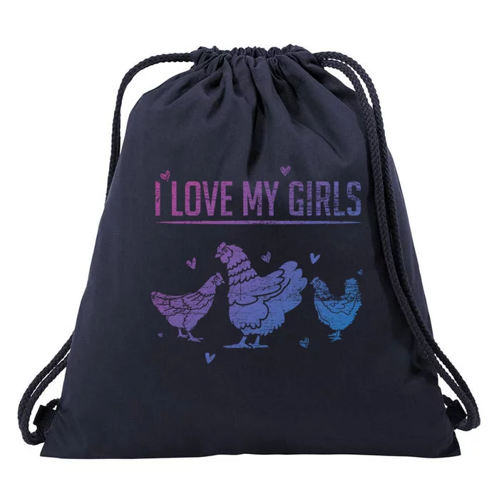 I Love My Farmer Chicken Meaningful Gift Drawstring Bag