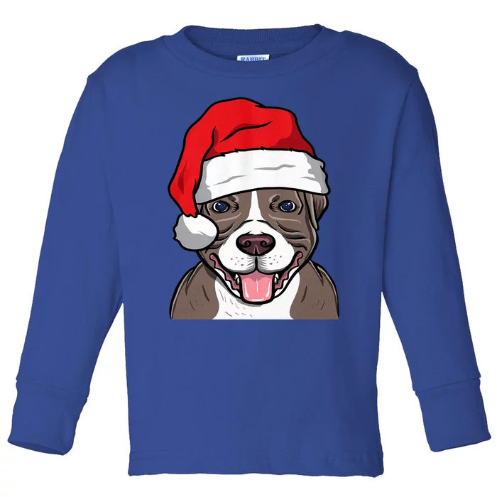 I Love My Pitbull Merry Pitmas Who Loves Pitbull Great Gift Toddler Long Sleeve Shirt