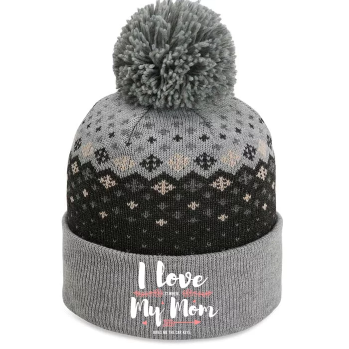 I Love My Mom Car Keys Drivers License Teen Driver Cute Gift The Baniff Cuffed Pom Beanie