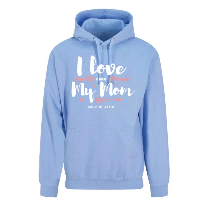 I Love My Mom Car Keys Drivers License Teen Driver Cute Gift Unisex Surf Hoodie