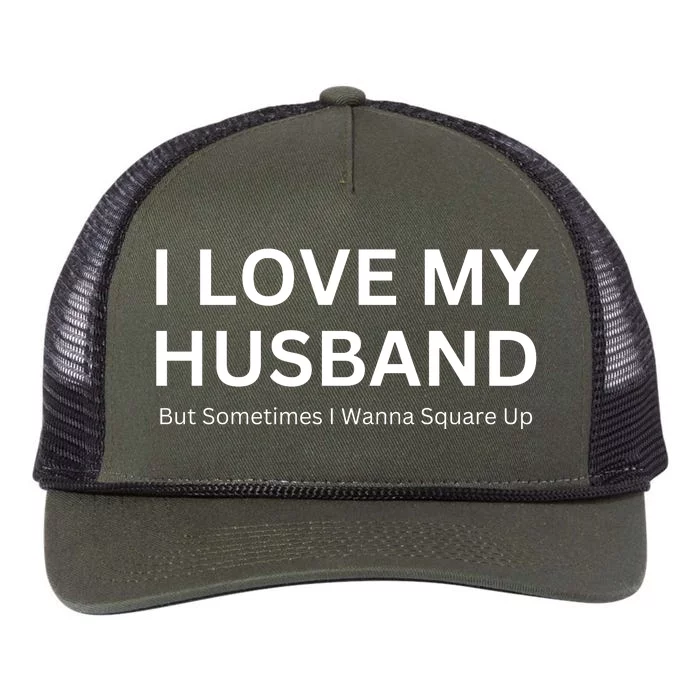 I Love My Husband But Sometimes I Wanna Square Up Retro Rope Trucker Hat Cap