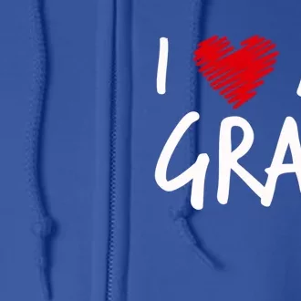 I Love My Gram Valentines Outfit Matching Grandma Family Funny Gift Full Zip Hoodie