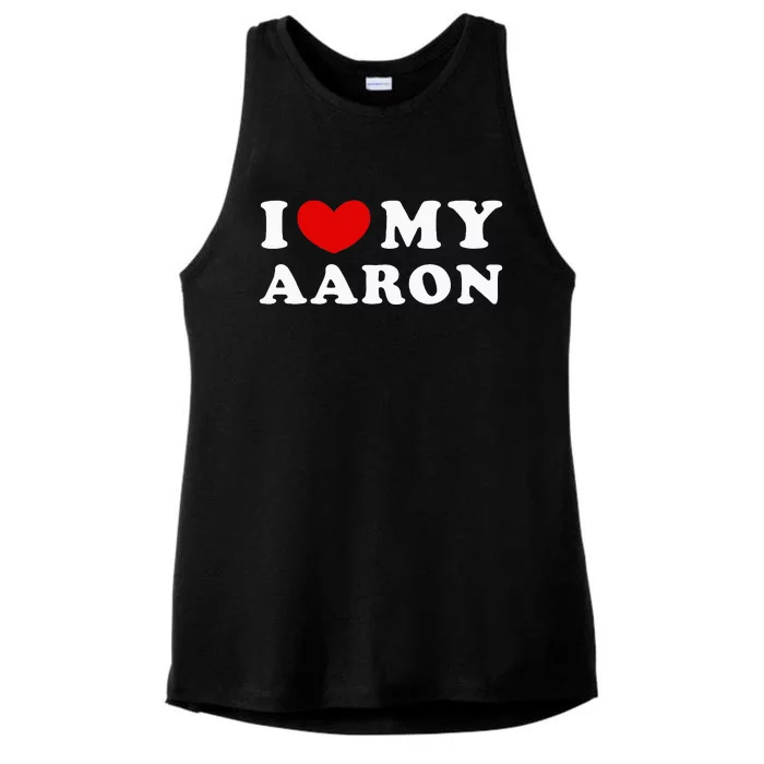 I Love My Aaron I Heart My Aaron Ladies Tri-Blend Wicking Tank