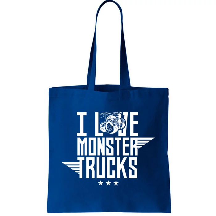 I Love Monster Trucks Lover Monster Truck Driving Driver Funny Gift Tote Bag