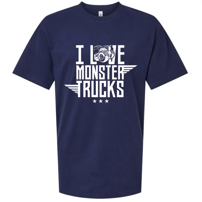 I Love Monster Trucks Lover Monster Truck Driving Driver Funny Gift Sueded Cloud Jersey T-Shirt