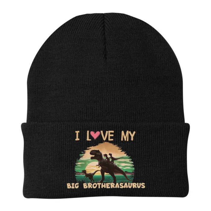 I Love My Big Brotherasaurus Brother Dinosaur Sibling Sister Knit Cap Winter Beanie