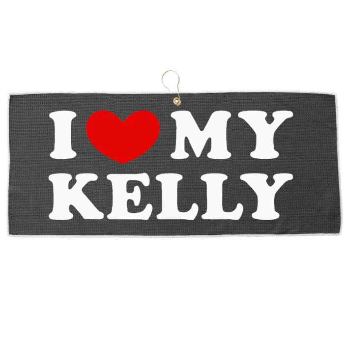 I Love My Kelly I Heart My Kelly Large Microfiber Waffle Golf Towel