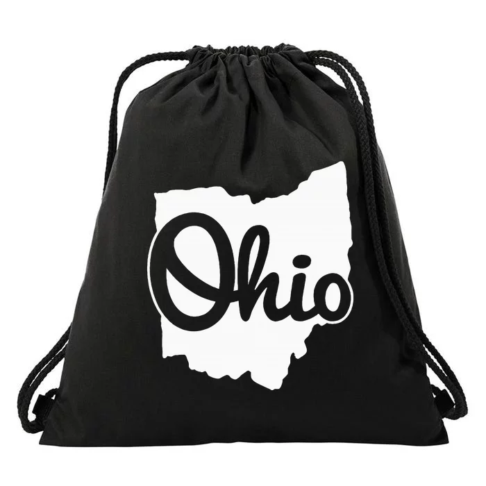 I Love My Ohio Home Script Ohio Buckeye State Drawstring Bag