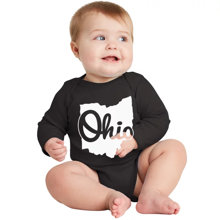 I Love My Ohio Home Script Ohio Buckeye State Baby Long Sleeve Bodysuit