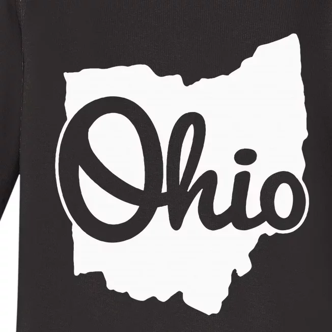 I Love My Ohio Home Script Ohio Buckeye State Baby Long Sleeve Bodysuit