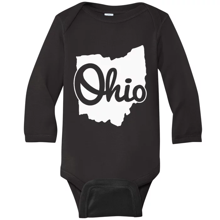 I Love My Ohio Home Script Ohio Buckeye State Baby Long Sleeve Bodysuit