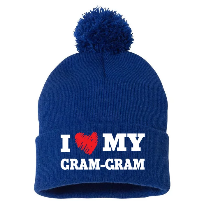 I Love My Gramgiftgram Favorite Family Member Valentines Cool Gift Pom Pom 12in Knit Beanie