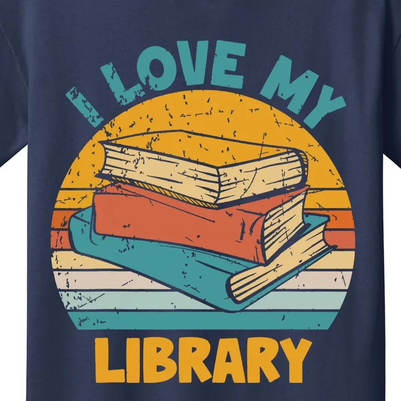 I Love My Library Sunset For Book Lovers Readers Librarian Kids T-Shirt