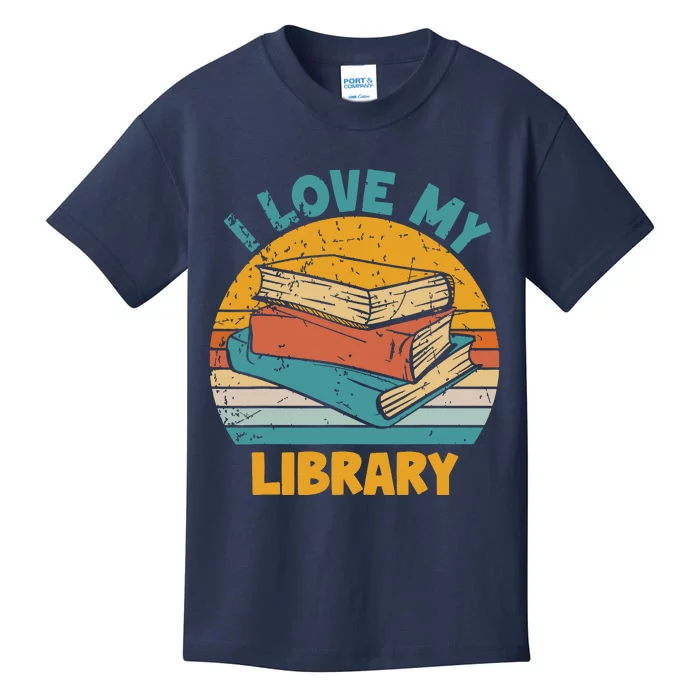 I Love My Library Sunset For Book Lovers Readers Librarian Kids T-Shirt