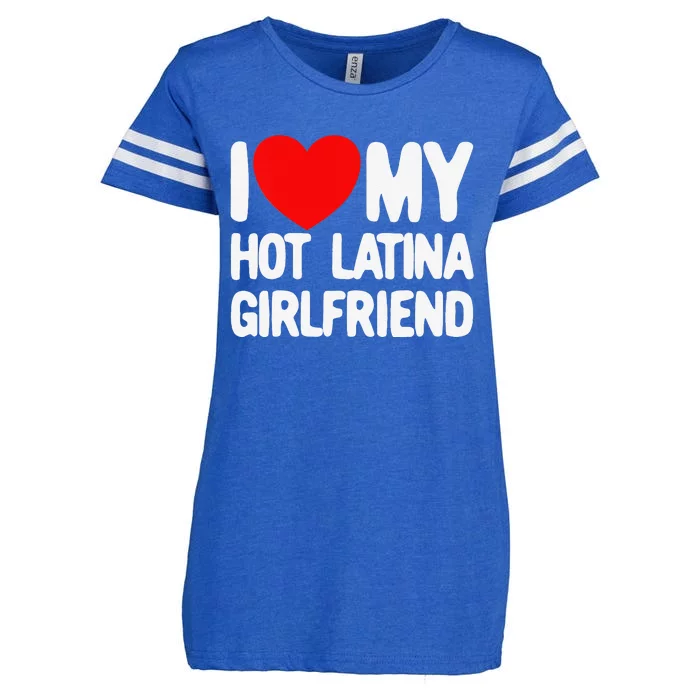 I Love My Hot Latina Girlfriend Red Heart My Hot Girlfriend Enza Ladies Jersey Football T-Shirt