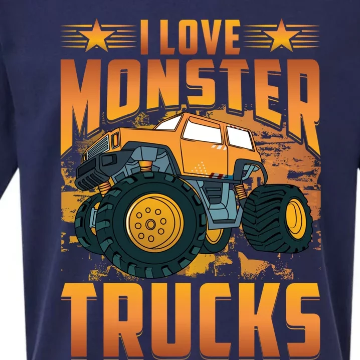 I Love Monster Trucks Cute Gift Sueded Cloud Jersey T-Shirt