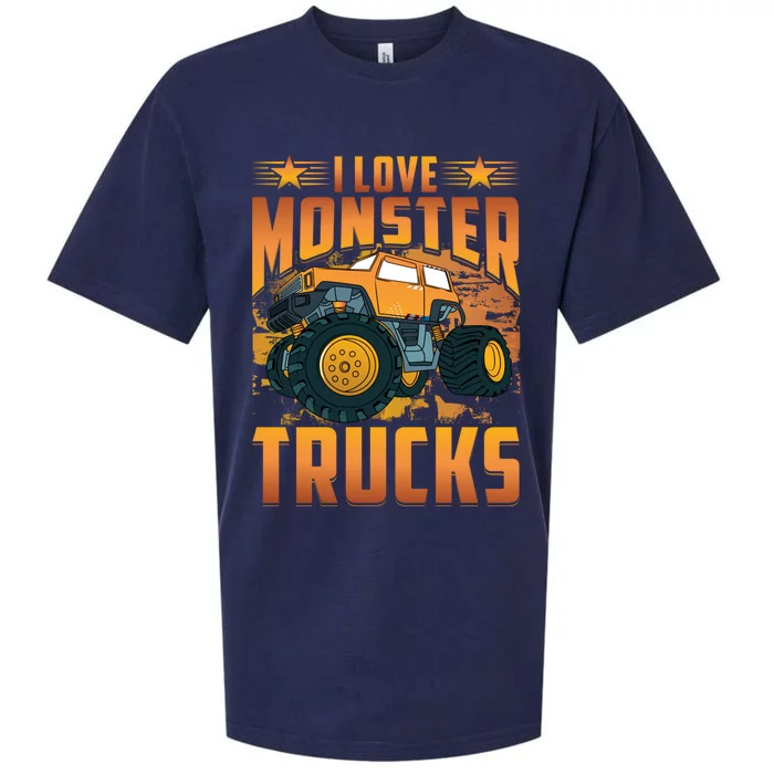 I Love Monster Trucks Cute Gift Sueded Cloud Jersey T-Shirt