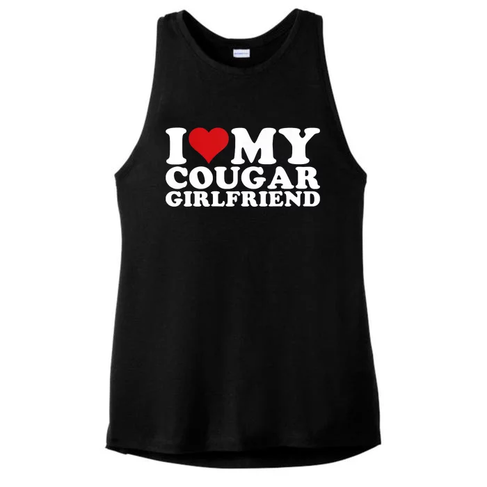 I Love My Cougar Girlfriend I Heart My Cougar Girlfriend GF Ladies Tri-Blend Wicking Tank